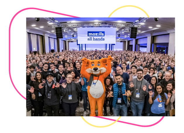 Φωτογραφία των υπαλλήλων της Mozilla και των εθελοντών.